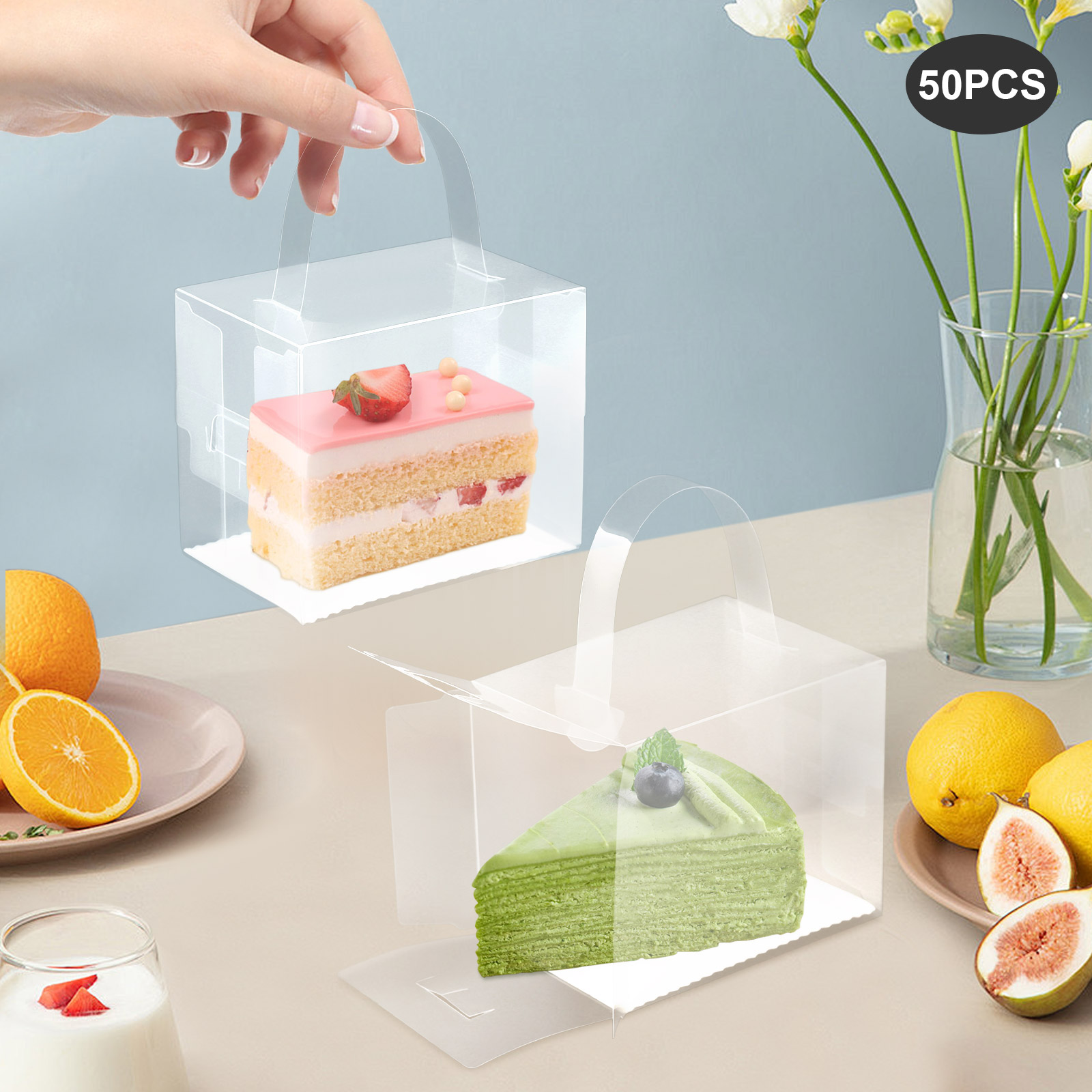 Wedding Favor Box - 50 Pcs Clear Cake Boxes Set,
