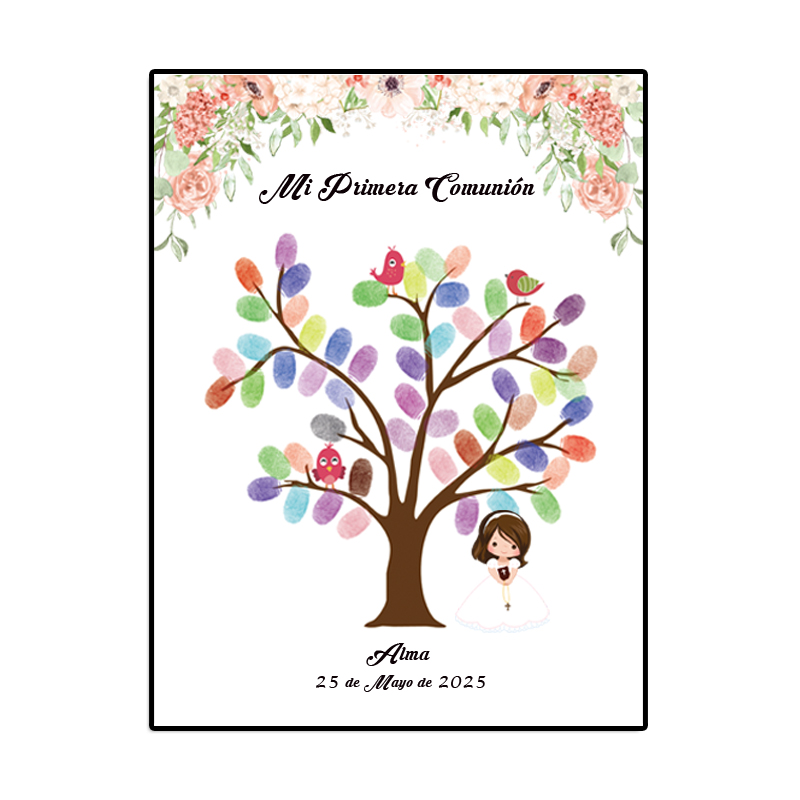 Personalized Guest Book - Personalized Theme Name Date Fingerprint DIY