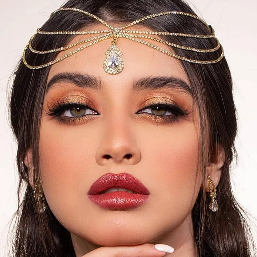 Indian Wedding Supply - XSBODY Boho Bridal Rhinestone Head Chain