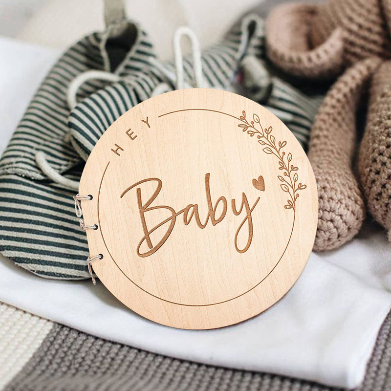 Personalized Guest Book - Wooden Circular Cover Message Book for
