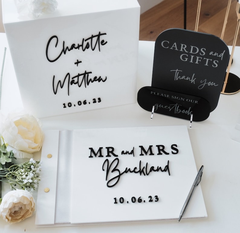 White Card Box for Wedding 3D  - Personalized Guest Book ulasan dan harga