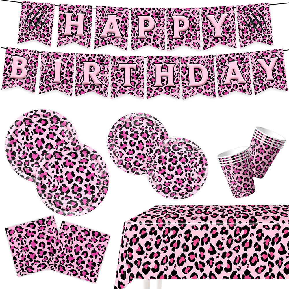Pink Leopard Print Birthday Pa - Wedding Supply Kit ulasan dan harga