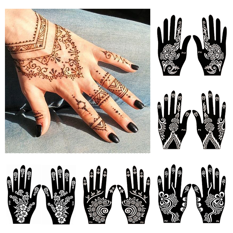 2pcs Henna Tattoo Stencils Tem - Indian Wedding Supply ulasan dan harga