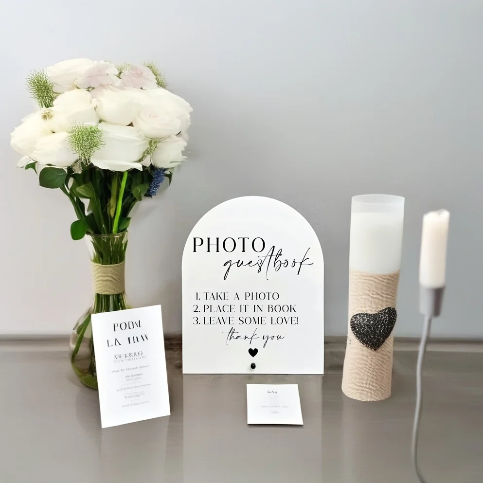 Elegant Acrylic Wedding Photo  - Personalized Guest Book ulasan dan harga