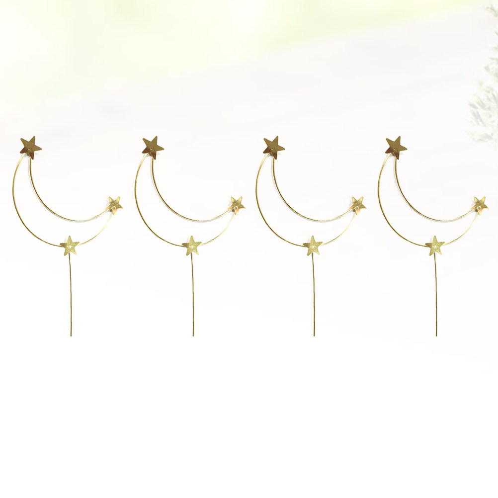 4Pcs Cake Topper Moon and Star - Wedding Supply Decor ulasan dan harga
