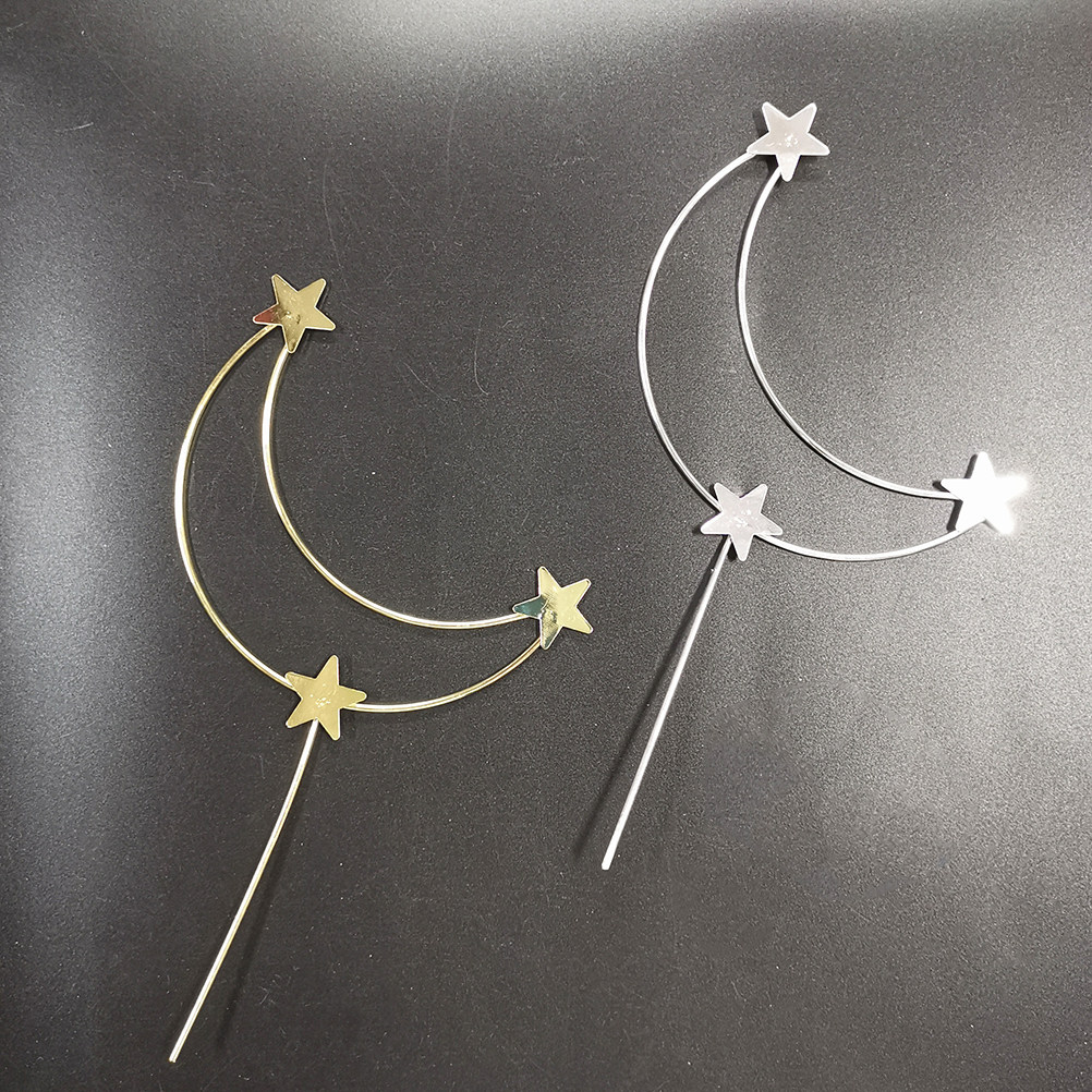 4Pcs Cake Topper Moon and Star - Wedding Supply Decor ulasan dan harga