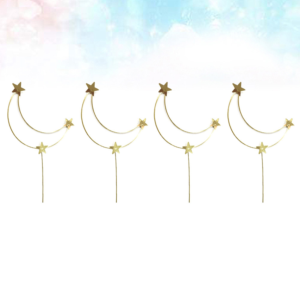 4Pcs Cake Topper Moon and Star - Wedding Supply Decor ulasan dan harga