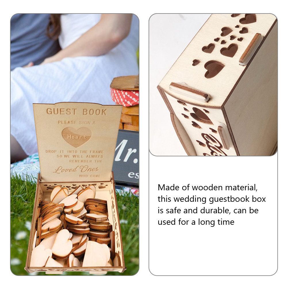 Wooden Wedding Guest Book Box  - Personalized Guest Book ulasan dan harga