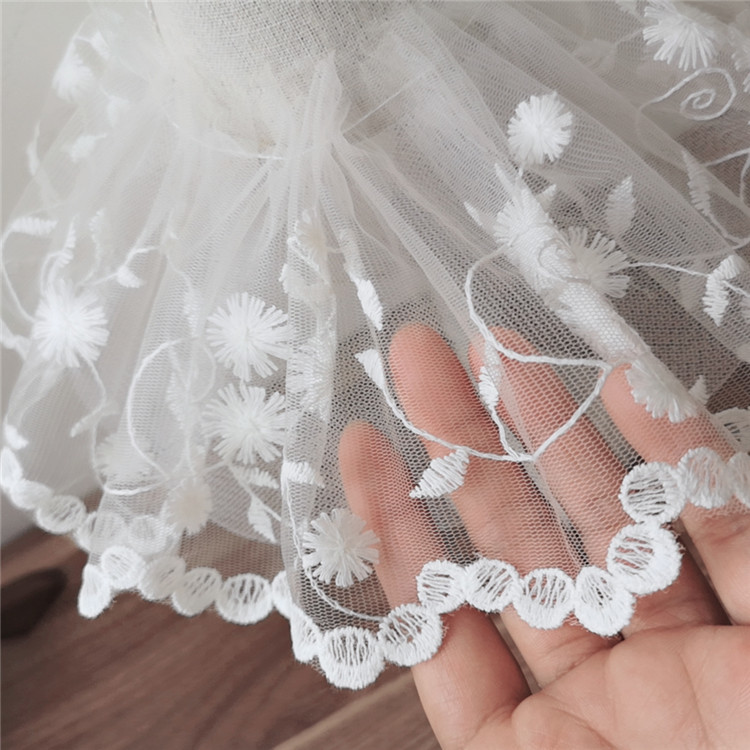 12CM Wide White Tulle Mesh 3d  - Wedding Water Supply ulasan dan harga