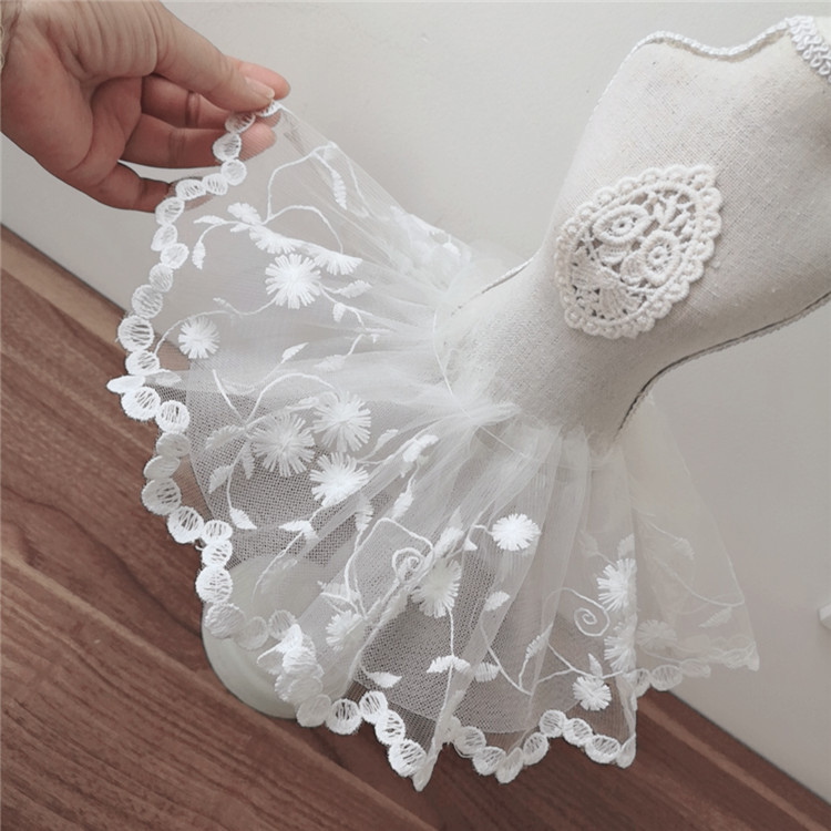 12CM Wide White Tulle Mesh 3d  - Wedding Water Supply ulasan dan harga