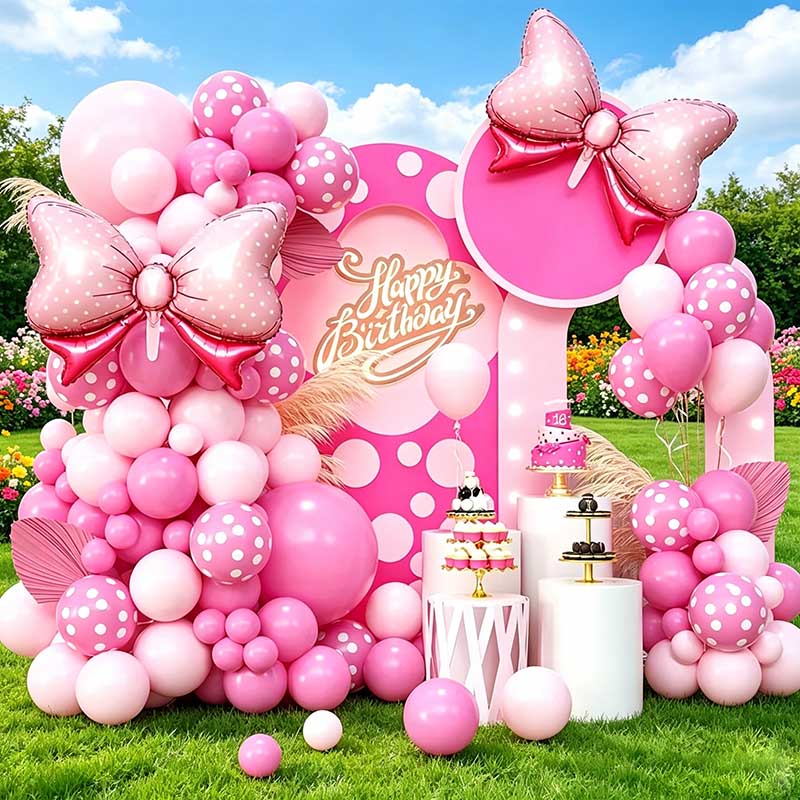 99pcs Pink Bow Minnie Foil Bal - Wedding Day Supply Kit ulasan dan harga