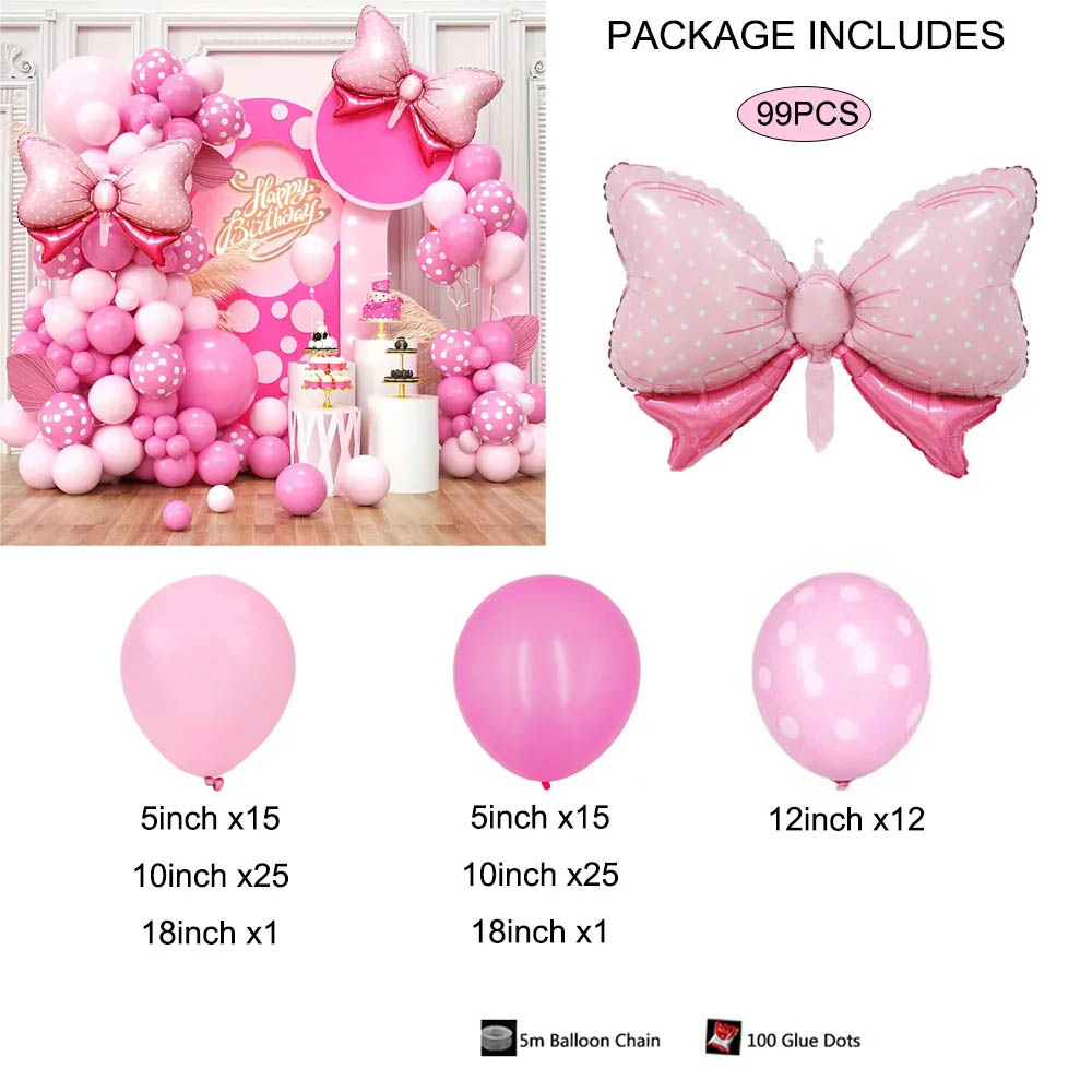99pcs Pink Bow Minnie Foil Bal - Wedding Day Supply Kit ulasan dan harga
