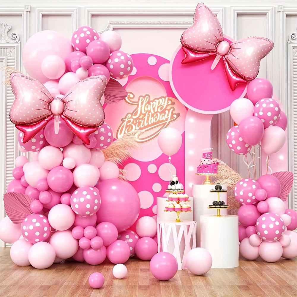 99pcs Pink Bow Minnie Foil Bal - Wedding Day Supply Kit ulasan dan harga