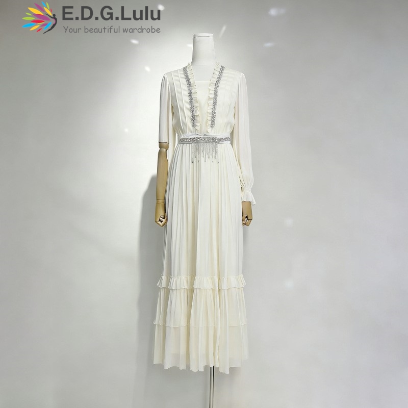 EDGLuLu Elegant White Chiffon  - Wedding Lulu ulasan dan harga